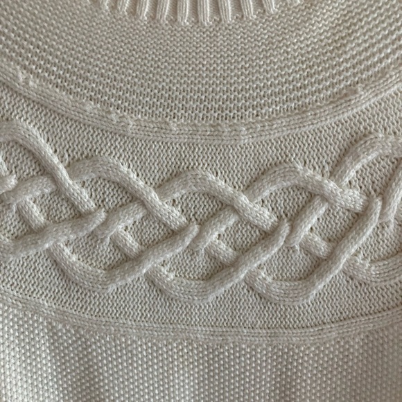 Talbots Cream Cozy Cable Knit Career Ivory Crew Neck Sweater Sz Large Petite - Picture 5 of 8
